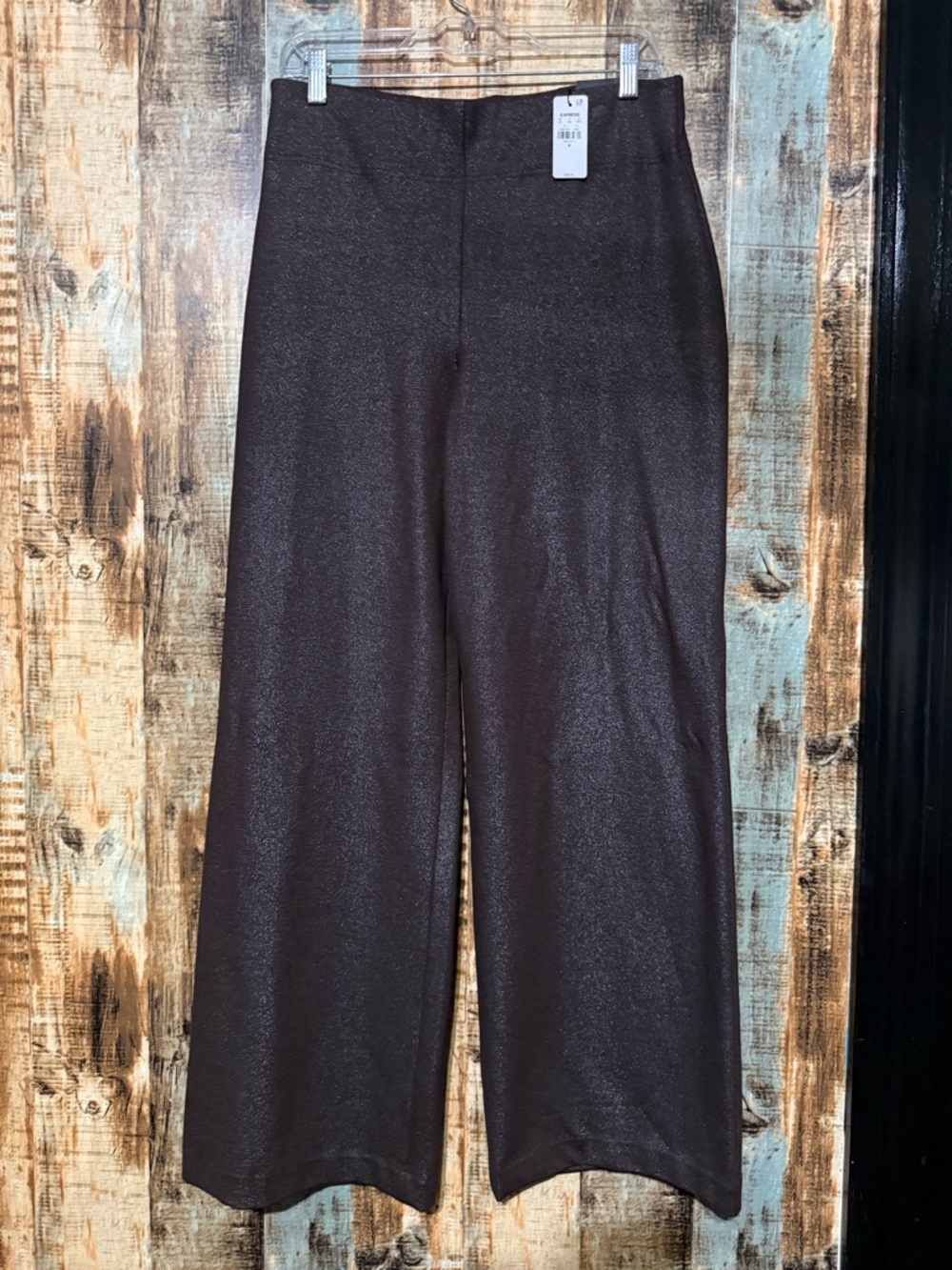 Express Shimmery Dark Brown Wide-Leg Trousers